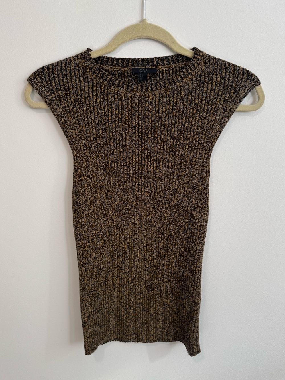 COS Mustard Yellow & Brown Ribbed sweater tank